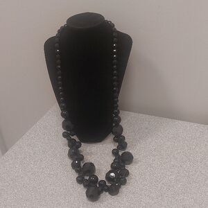 Mark. Avon Vintage Black Chunky Faceted Lucite Beaded Single Strand Necklace
